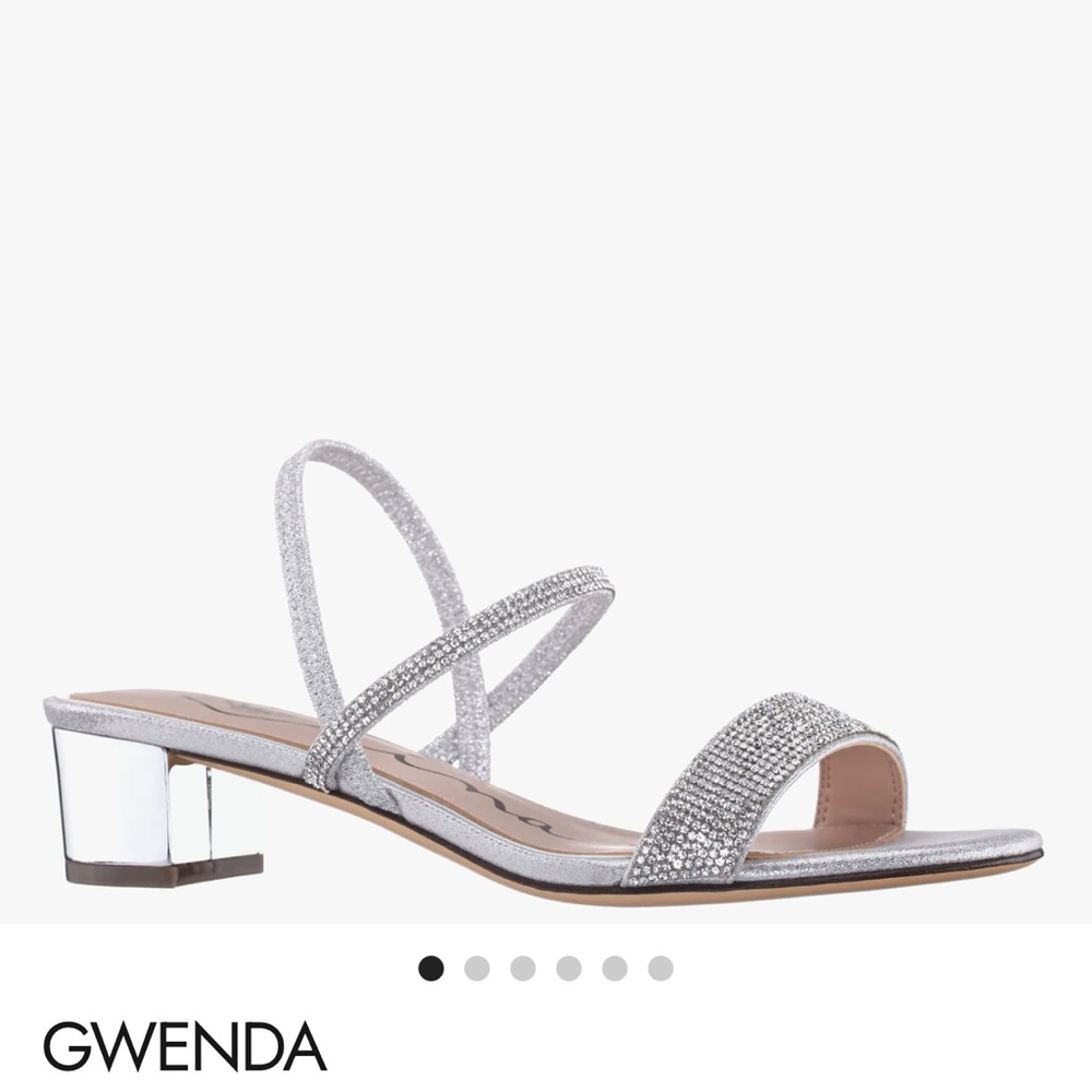 Nina Shoes Sparkling Silver Strappy Heels
